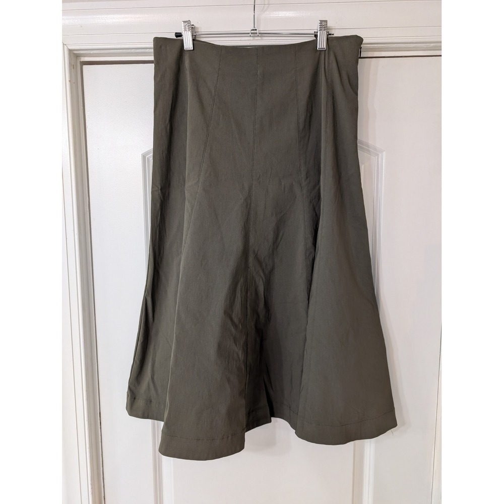 Bitte Kai Rand Olive Green Paneled A-Line‎ Midi Skirt Size Large sustainable